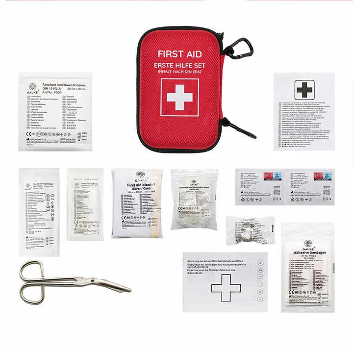 حقيبة إسعافات أولية للدراجة النارية طراز . DIN13167 EVA Motorcycle First Aid Bag Emergency First