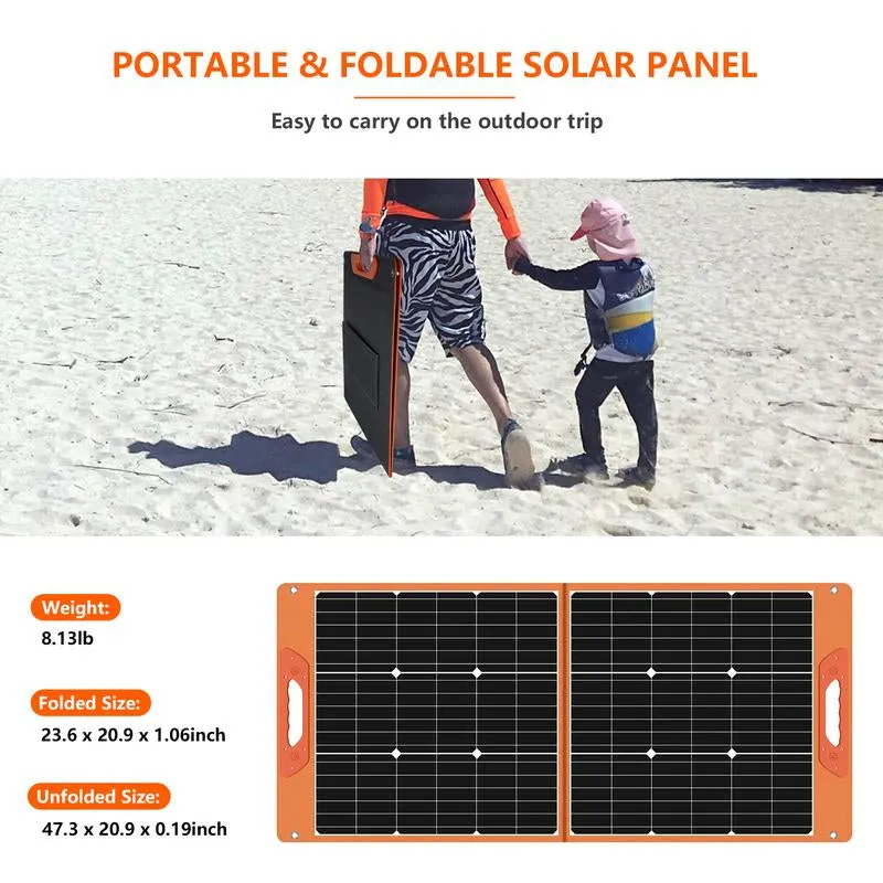100W Portable Solar Panel , Embrace the Sun'S Power with Advanced Solar Solutions. Foldable 100W Solar Panel for Camping, Hiking, Off-Grid Living.