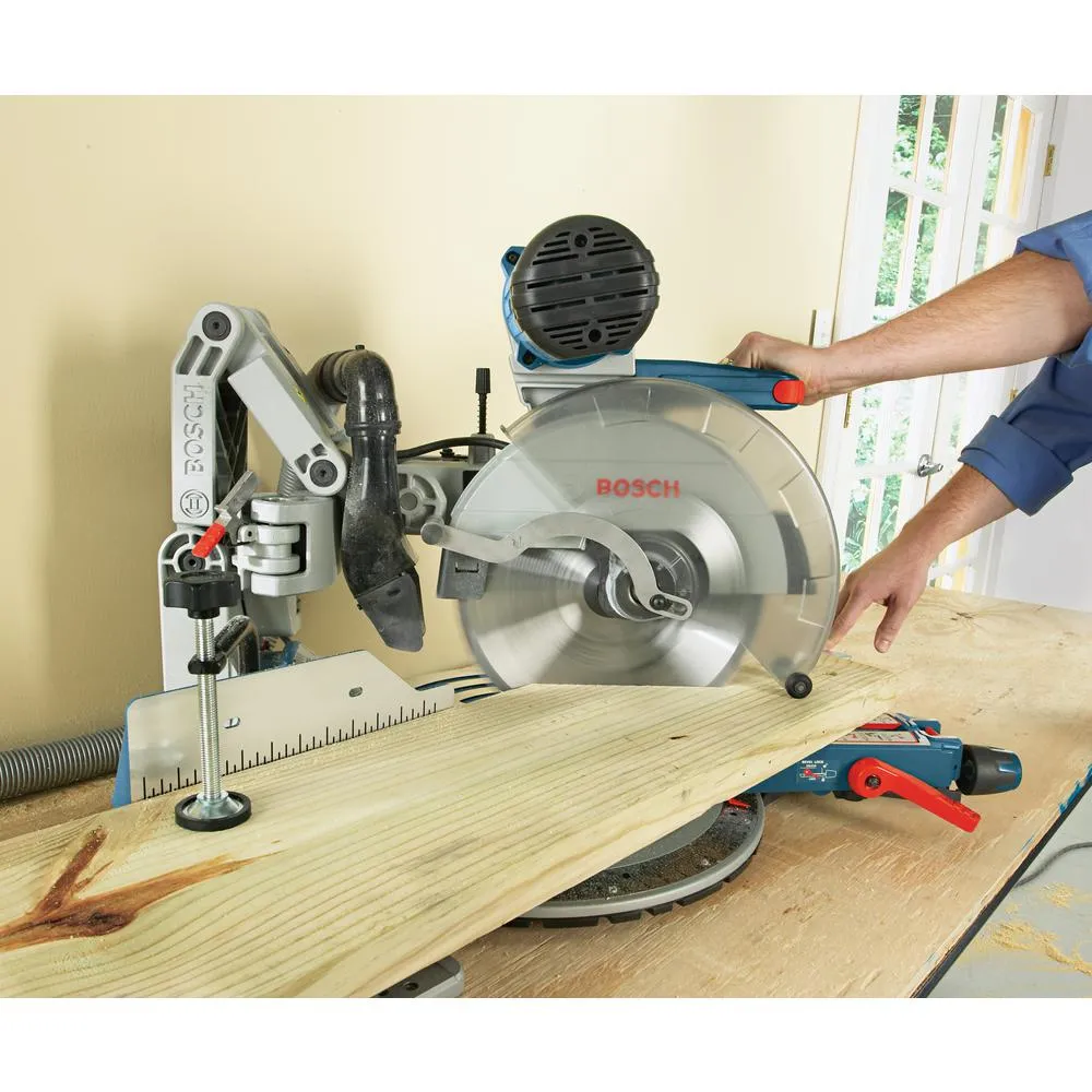 15 Amp 12 in. Corded Dual-Bevel Sliding Glide Miter Saw with 60 Tooth Saw Blade and Bonus 32-1/2 in. Portable Stand