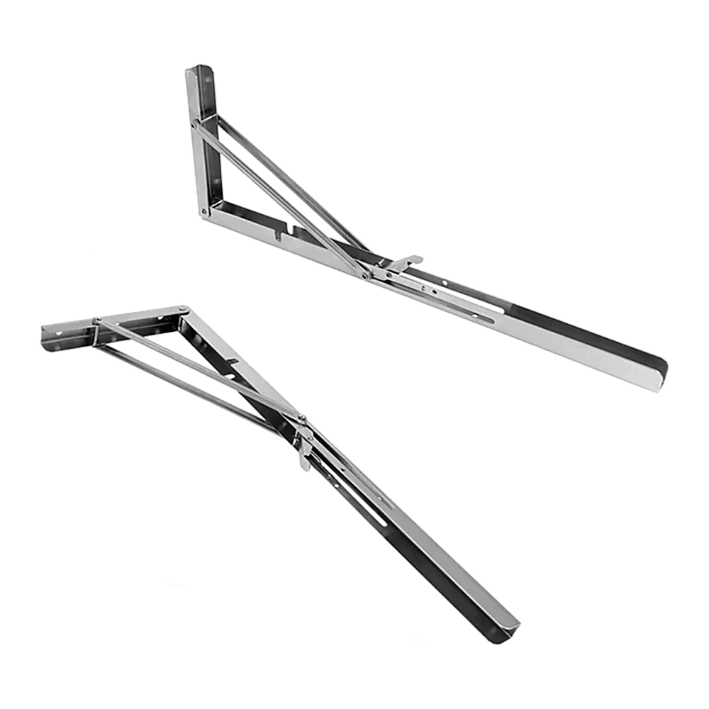2x 20" Stainless Steel Folding Table Bracket Shelf | 50kg Load | Heavy Duty