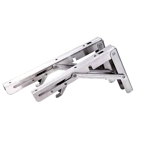 2x 20" Stainless Steel Folding Table Bracket Shelf | 50kg Load | Heavy Duty