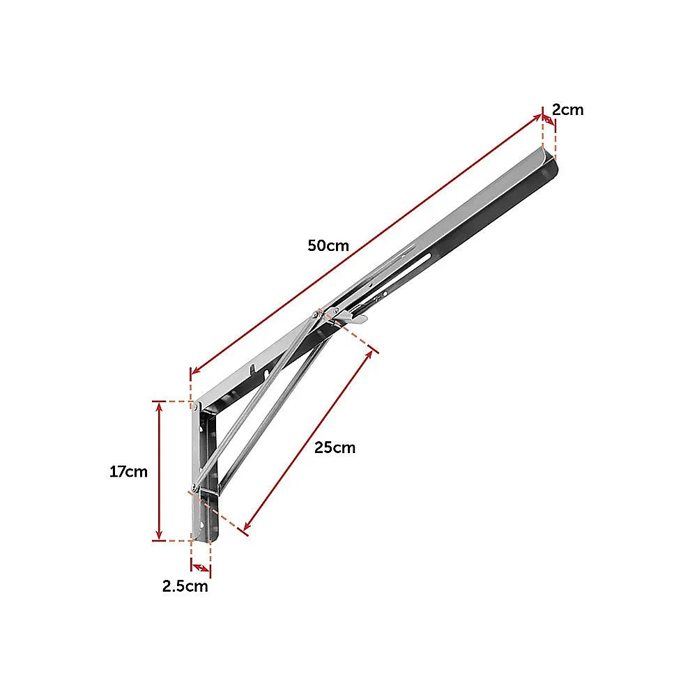 2x 20" Stainless Steel Folding Table Bracket Shelf | 50kg Load | Heavy Duty