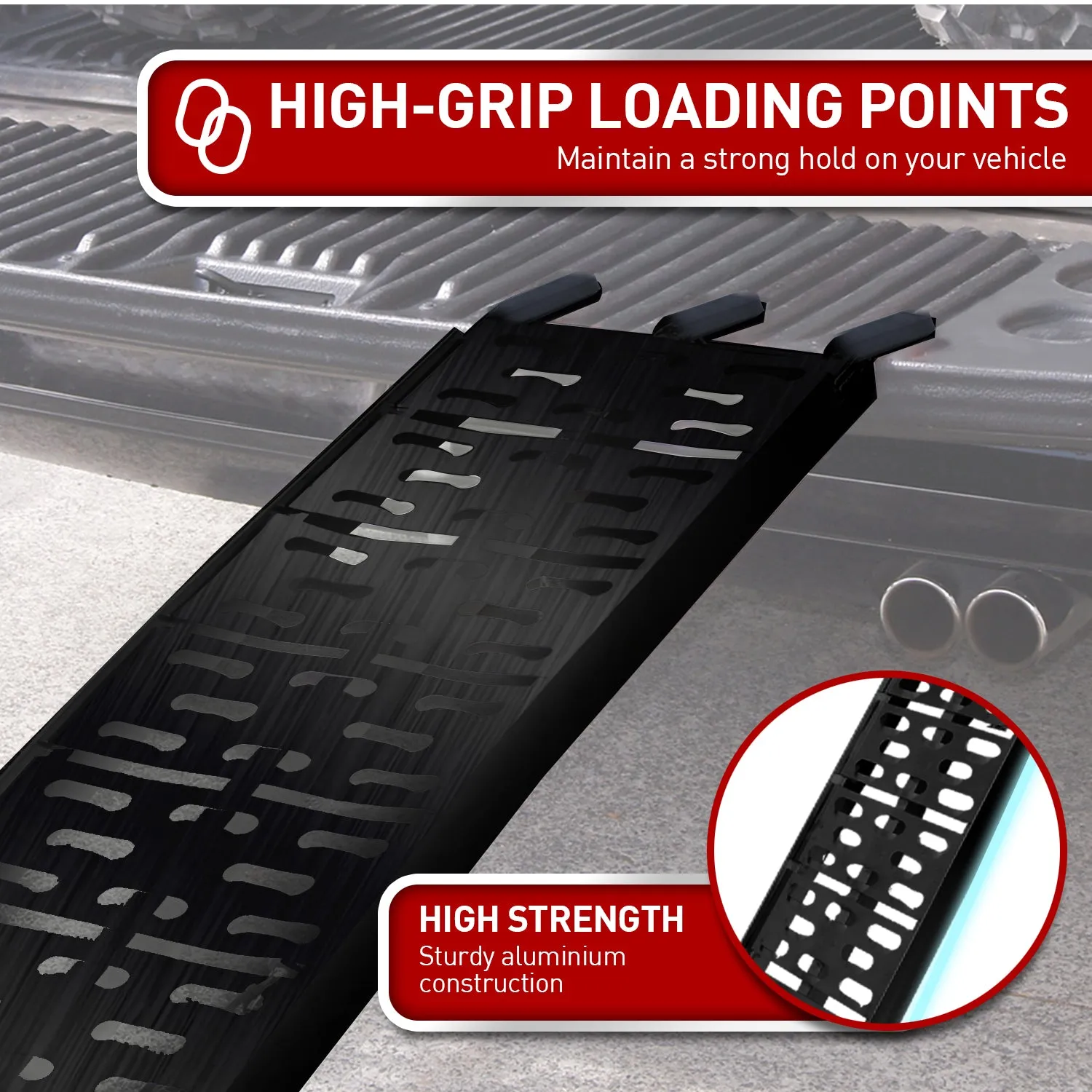 2x Foldable Aluminium ATV Loading Ramp | Color: Black | Rigg Brand