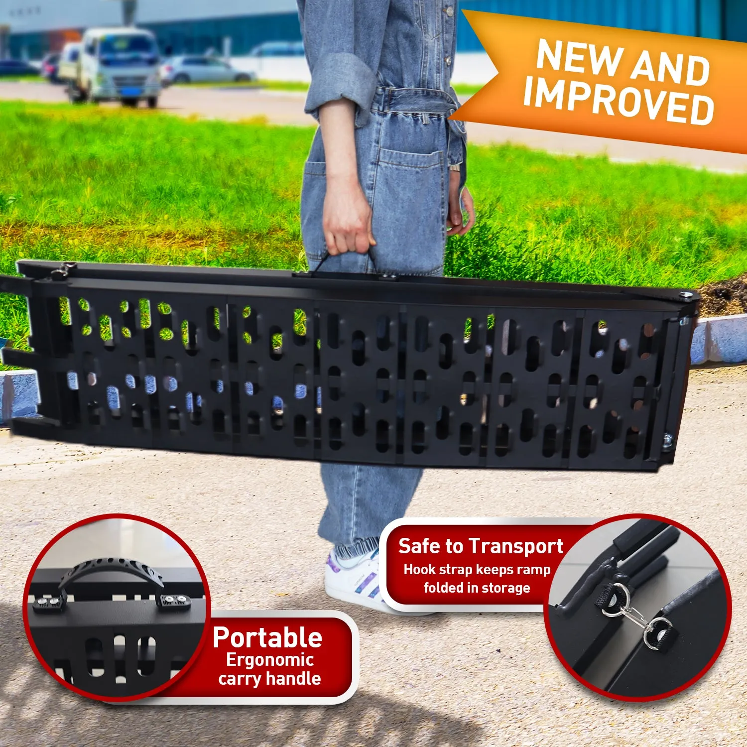 2x Foldable Aluminium ATV Loading Ramp | Color: Black | Rigg Brand