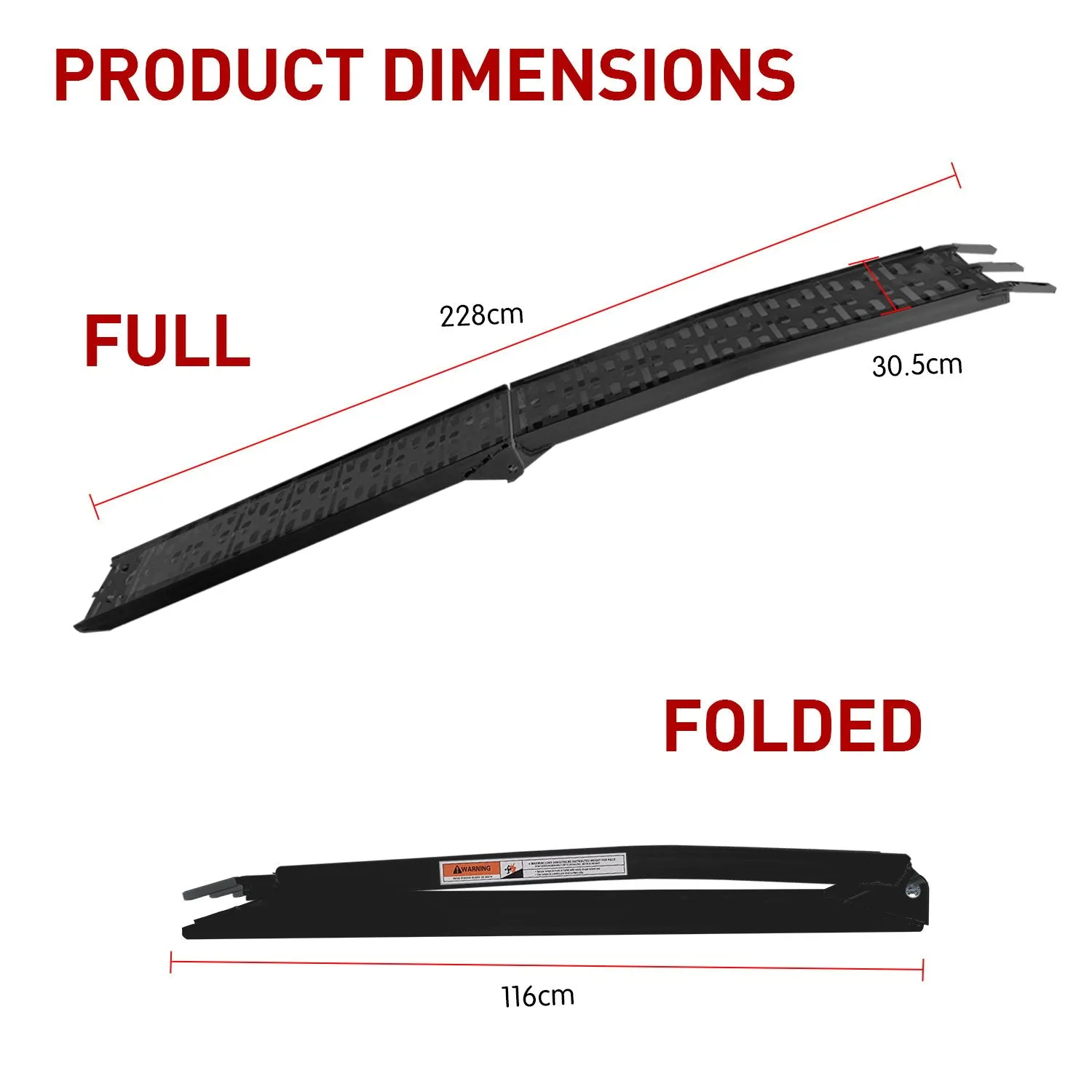 2x Foldable Aluminium ATV Loading Ramp | Color: Black | Rigg Brand