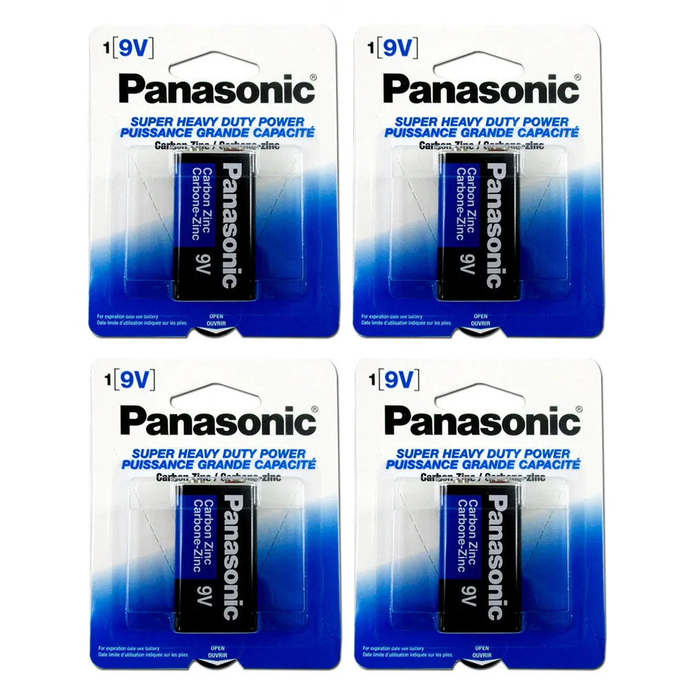 4 Count 9V Panasonic Carbon Zinc Batteries Long Lasting Battery 9 Volt Multi Use