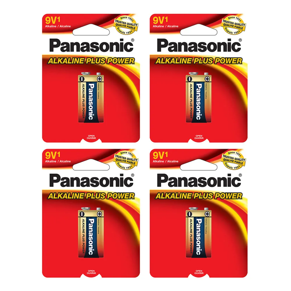 4 Count 9V Panasonic Carbon Zinc Batteries Long Lasting Battery 9 Volt Multi Use