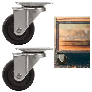 4 Pack 4 Inch Caster Wheels Swivel Plate On Black Rubber Wheels 145 lbs Capacity