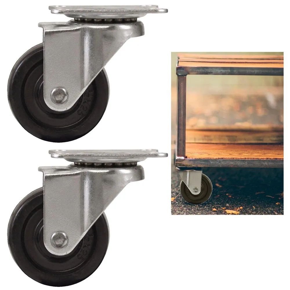 4 Pack 4 Inch Caster Wheels Swivel Plate On Black Rubber Wheels 145 lbs Capacity