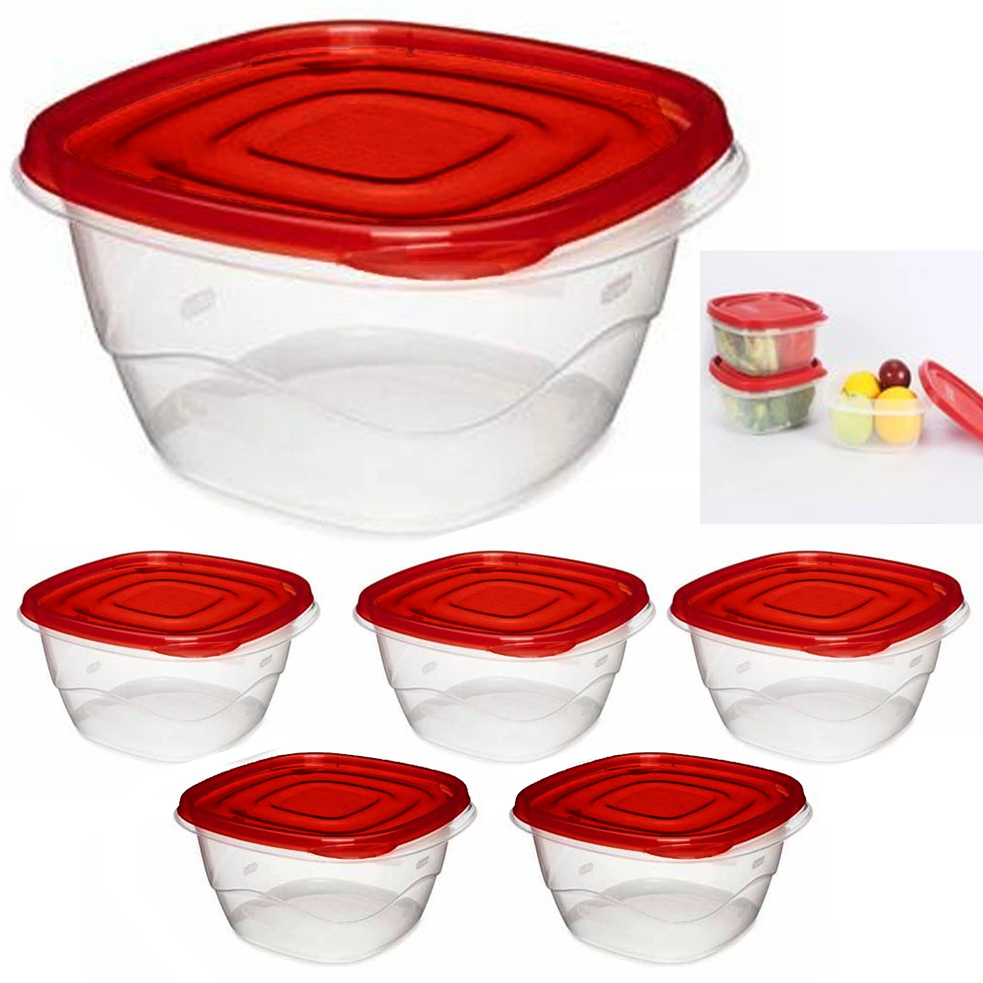 6 Large Reusable Food Storage Container Prep Freezer Microwave BPA Free 1200ml