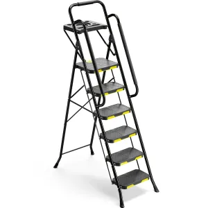 6-Step Heavy-Duty Folding Ladder with Handrails