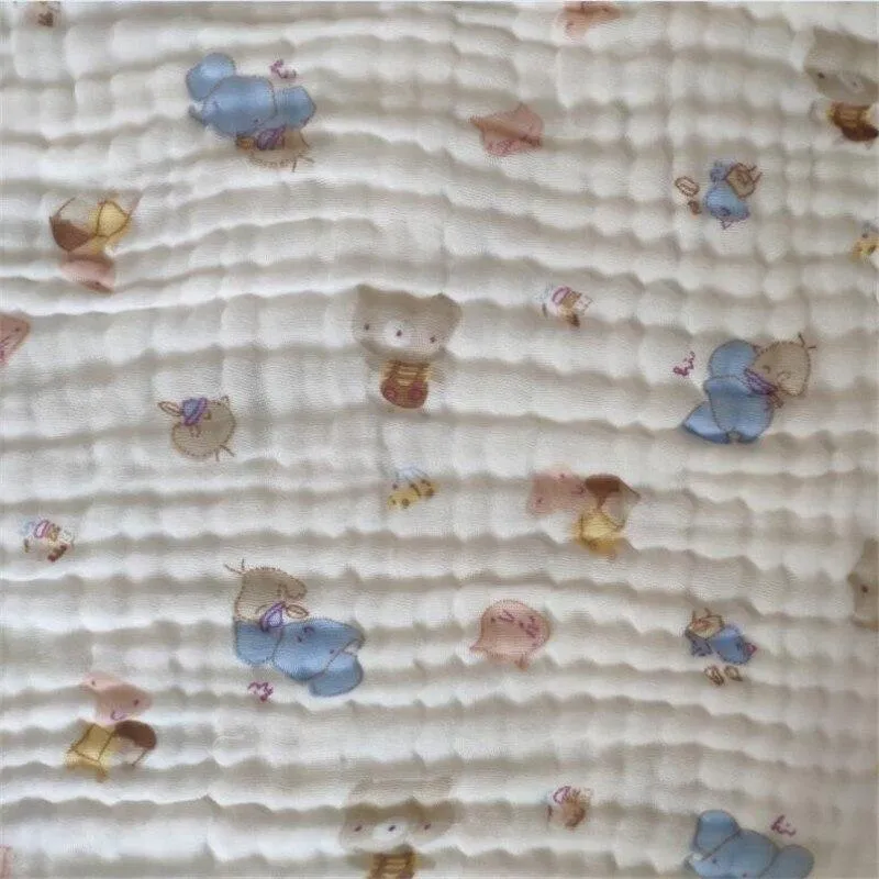 Baby Super Soft Cotton 6 Layer Blister Fabric Multi Design Muslin Swaddle Wrap Blankets