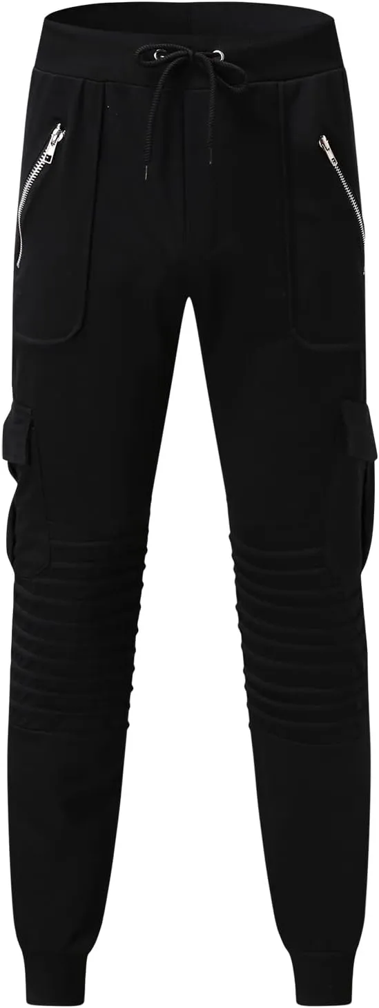 Cargo Trousers for Men Work Pants Multi Pocket Outdoor Trousers Heavyweight Fleece Cargo Sweatpants for Men Elastic