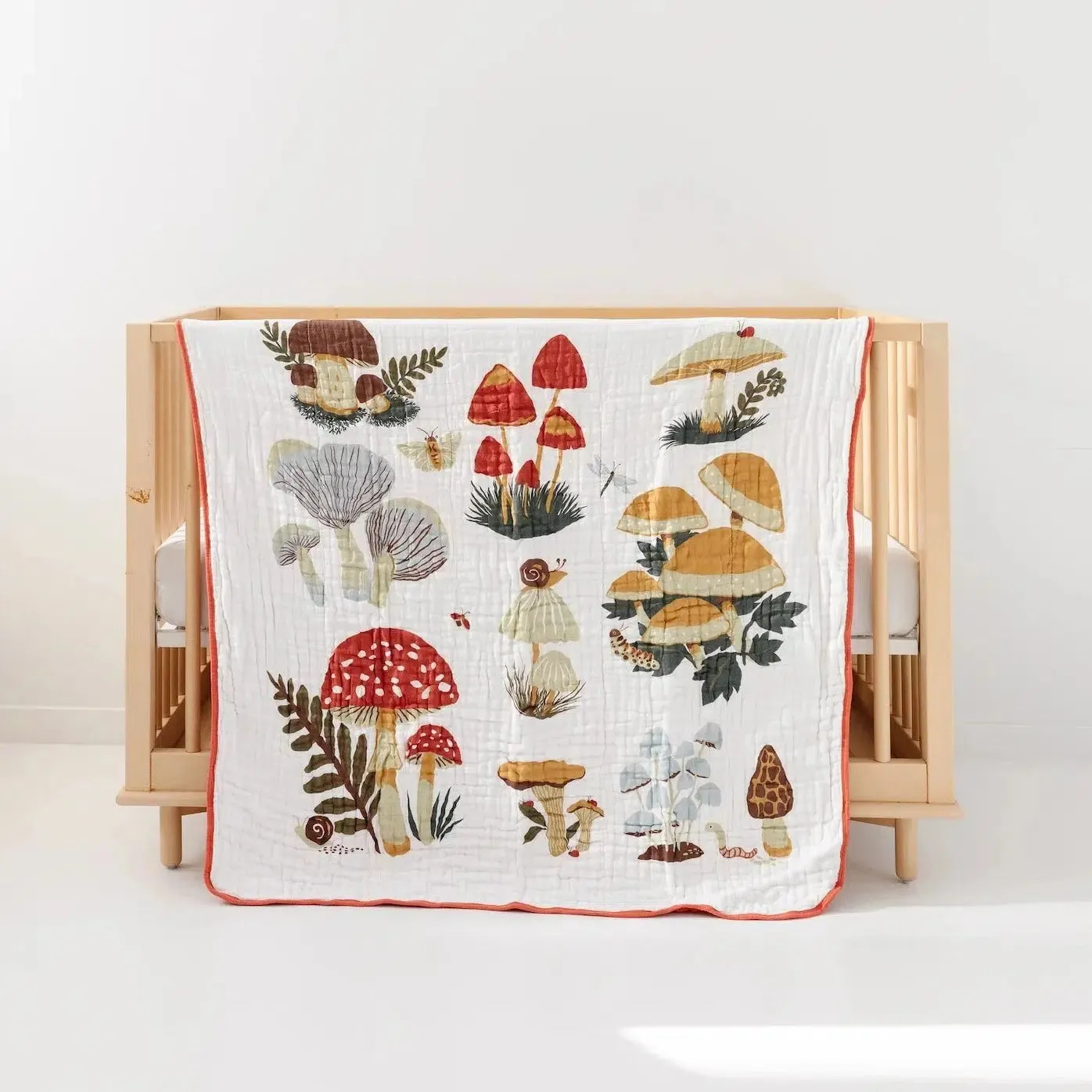 Clementine Kids - Cotton Muslin Quilt - Mushrooms