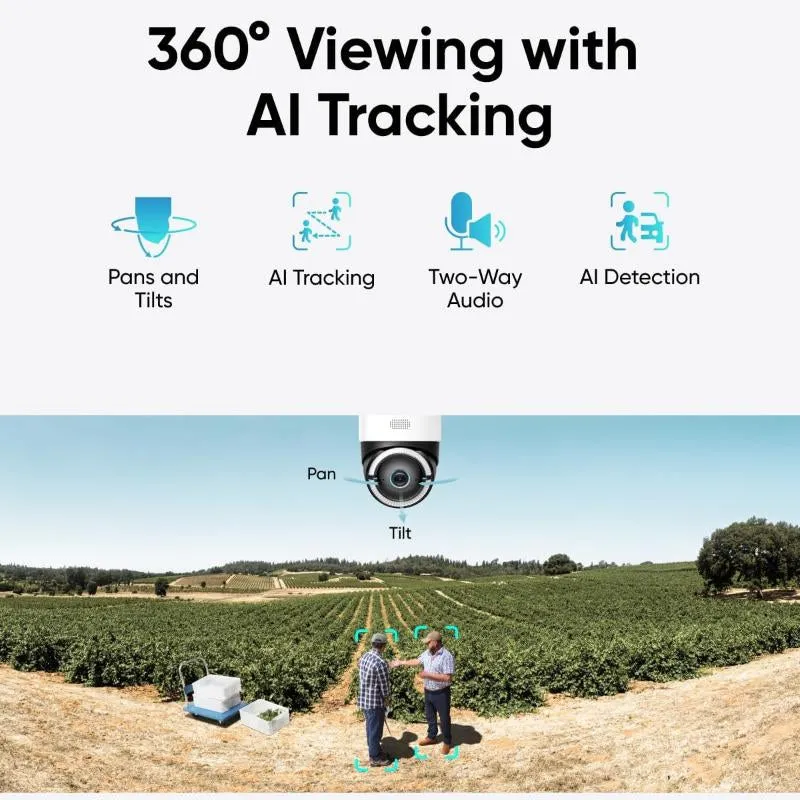 Eufy Security 4G LTE Cam S330, 4K Cellular Solar Security Cameras Wireless Outdoor, Pan and Tilt, 4G and Wi-Fi Duo-Mode, AI Tracking, with SIM Card and 32GB SD Card Colorful Automatic