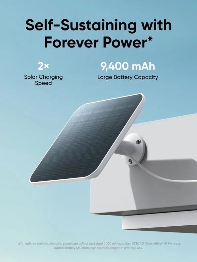 Eufy Security 4G LTE Cam S330, 4K Cellular Solar Security Cameras Wireless Outdoor, Pan and Tilt, 4G and Wi-Fi Duo-Mode, AI Tracking, with SIM Card and 32GB SD Card Colorful Automatic