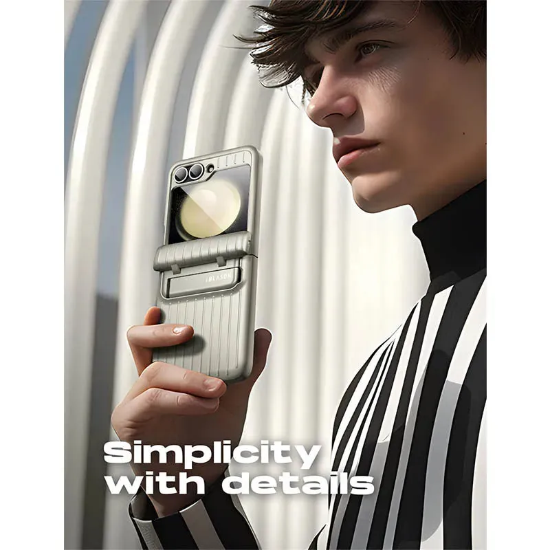 For Samsung Galaxy z Flip 6/5 Journey Full-body Shockproof Rugged Case with Built-in Screen Protector & Kickstand