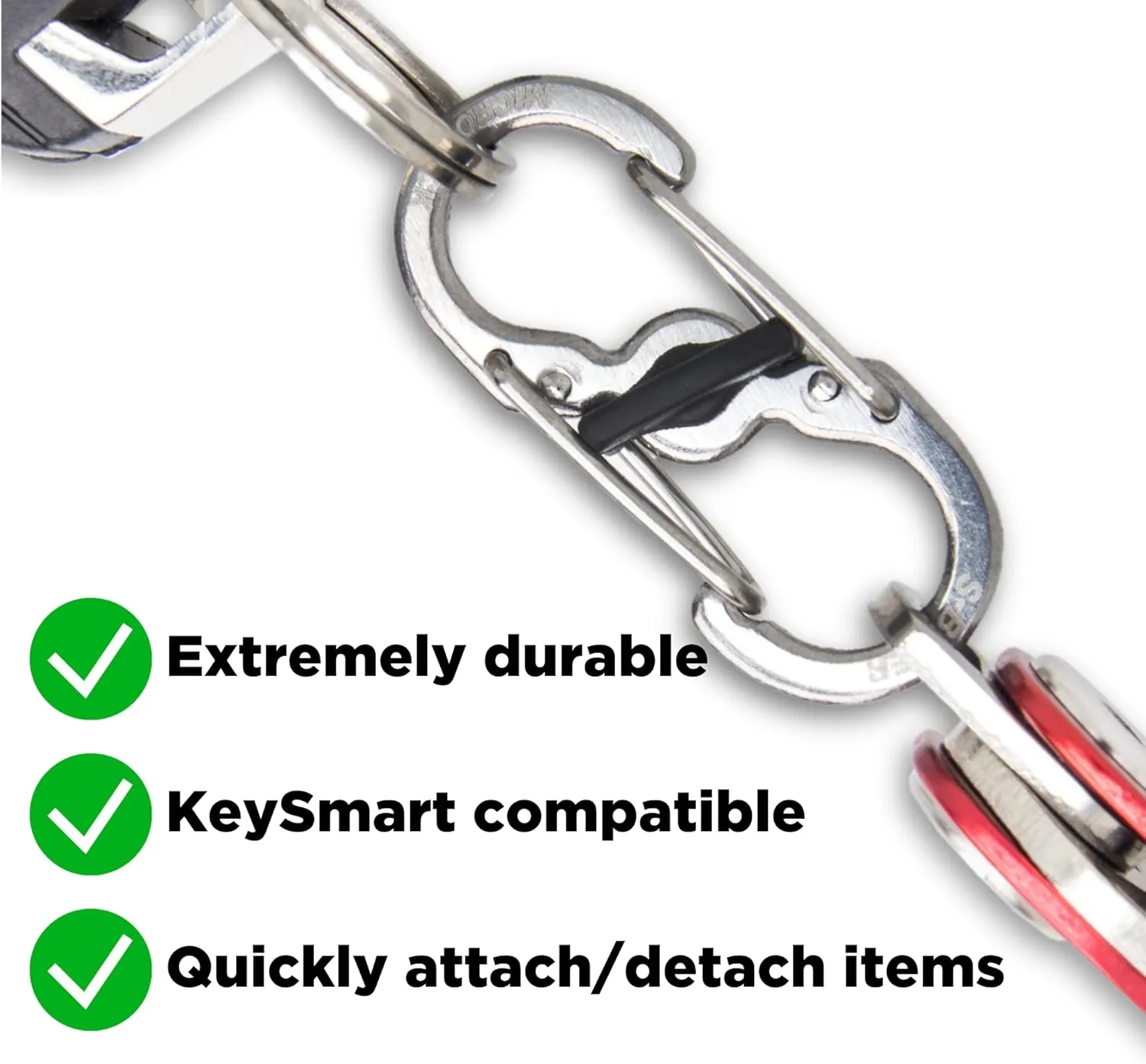 KeySmart Key Carabiners - Quick Release Dual and Mini Carabiners, Stay Organized w/Carabiner Keychains, Never Lose Your Keys