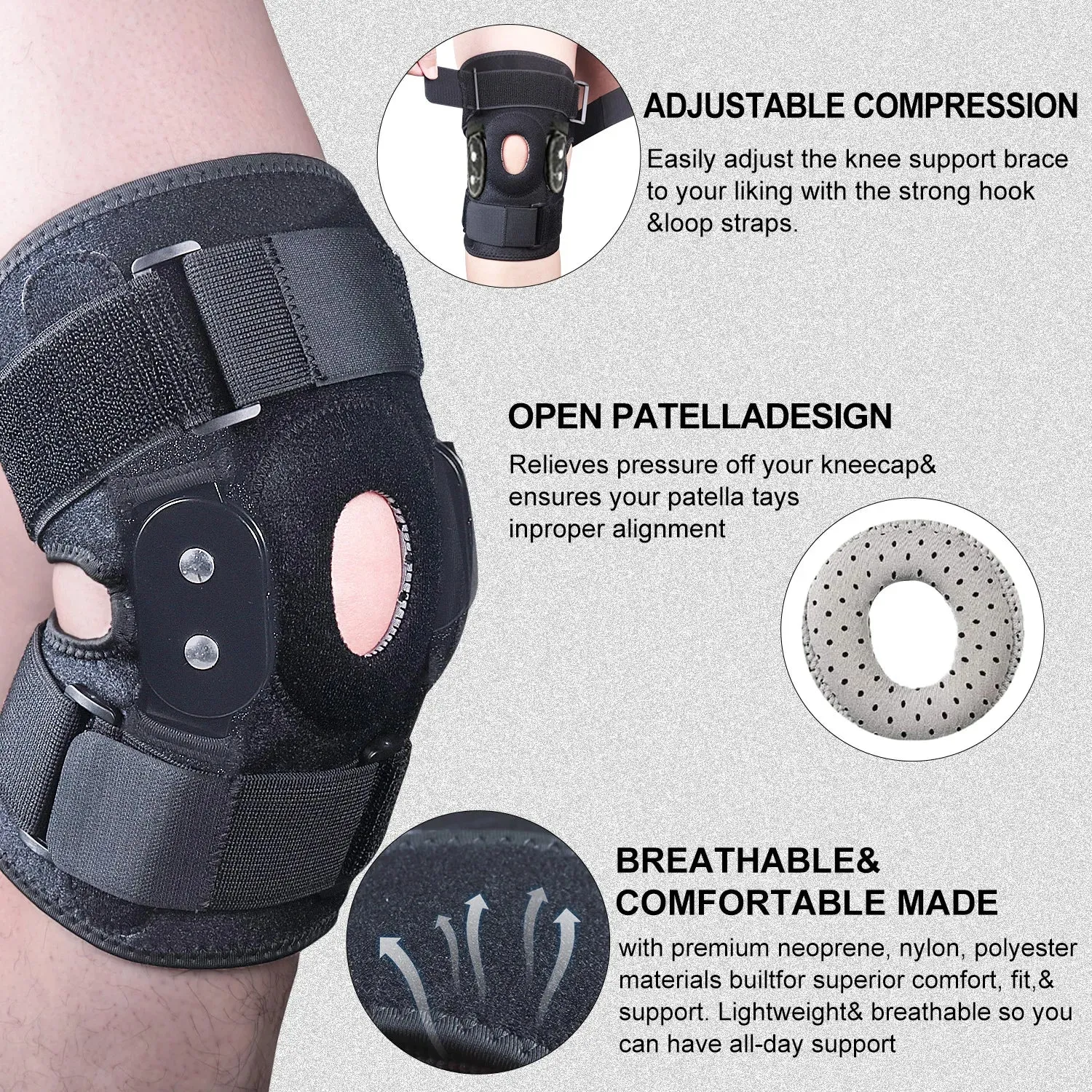 Kniebrace - unisex - Verstelbaar Scharnierend voor Optimale Ondersteuning en Comfort