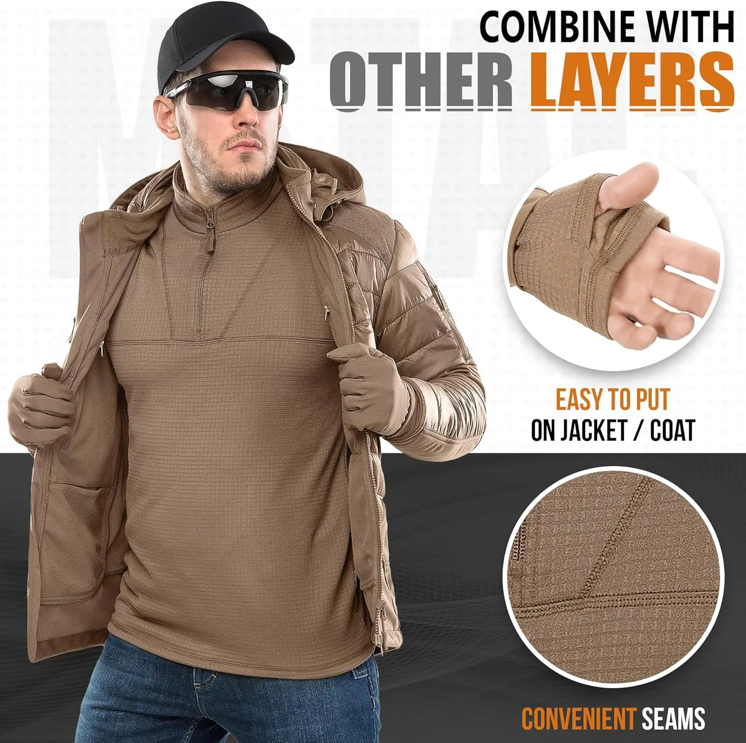 M-Tac Thermal Underwear for Men Fleece Lined Compression Shirt Delta Level 2