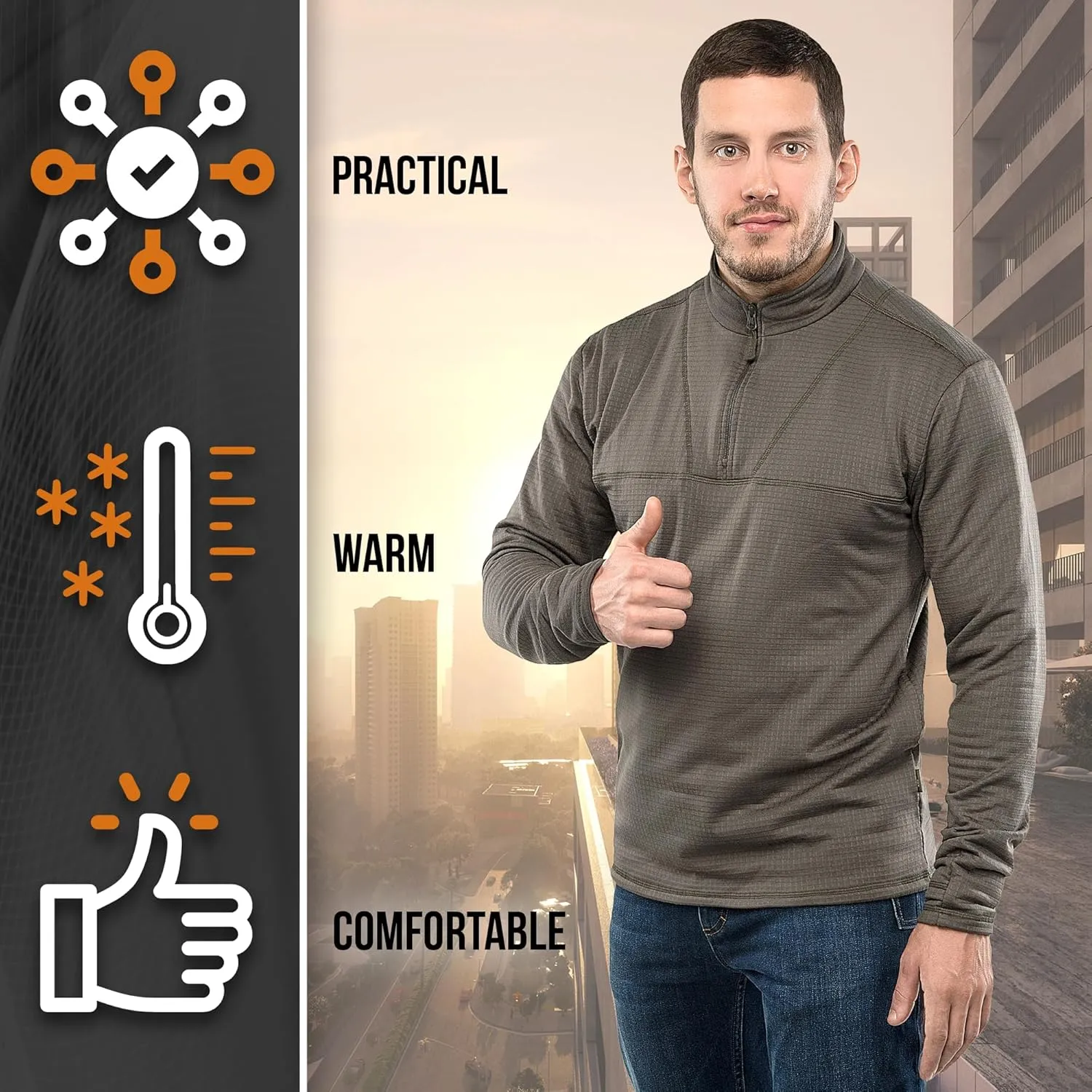 M-Tac Thermal Underwear for Men Fleece Lined Compression Shirt Delta Level 2
