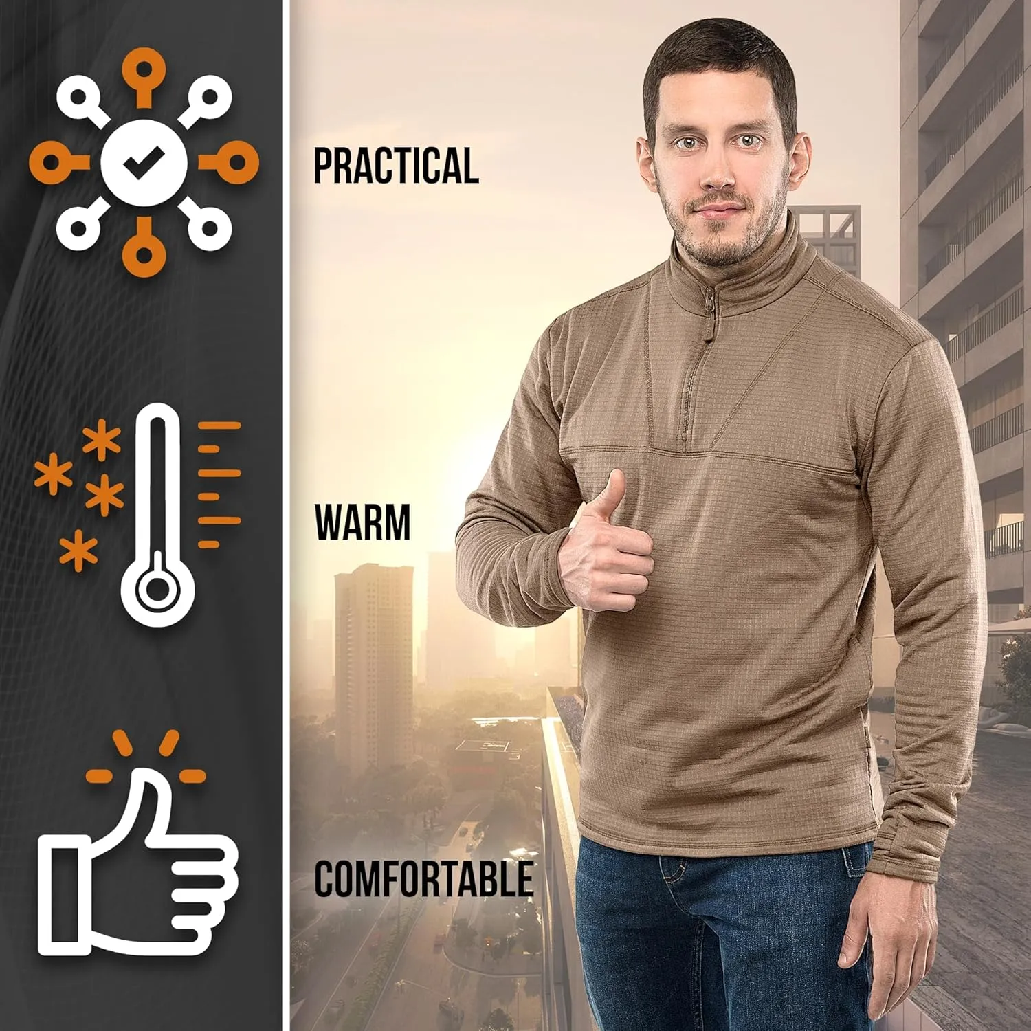 M-Tac Thermal Underwear for Men Fleece Lined Compression Shirt Delta Level 2