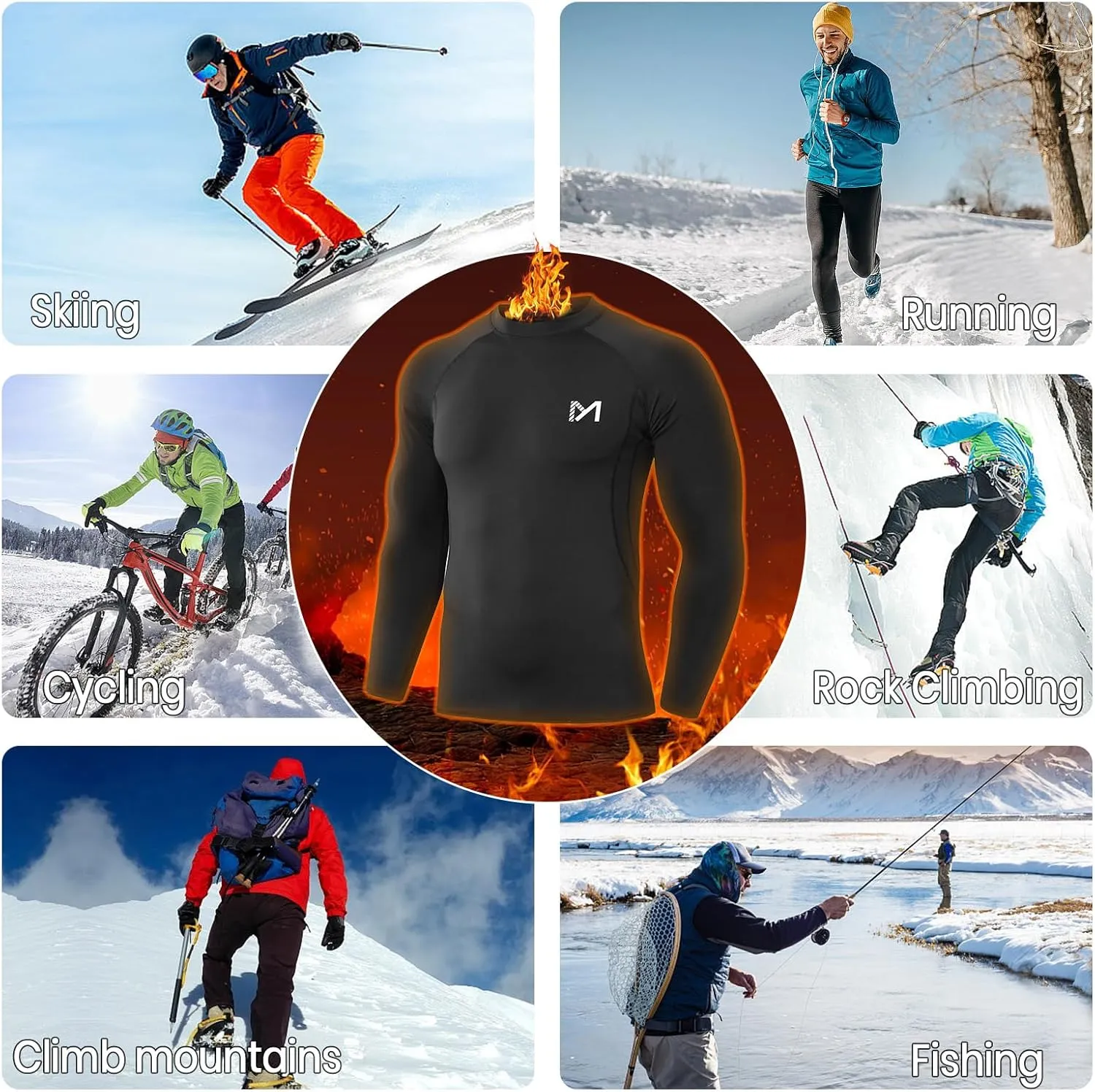 MEETWEE Thermal Shirts for Men, Mens Thermal Long Sleeve Shirt, Thermal Tops Men, Fleece Lined Undershirt Base Layer