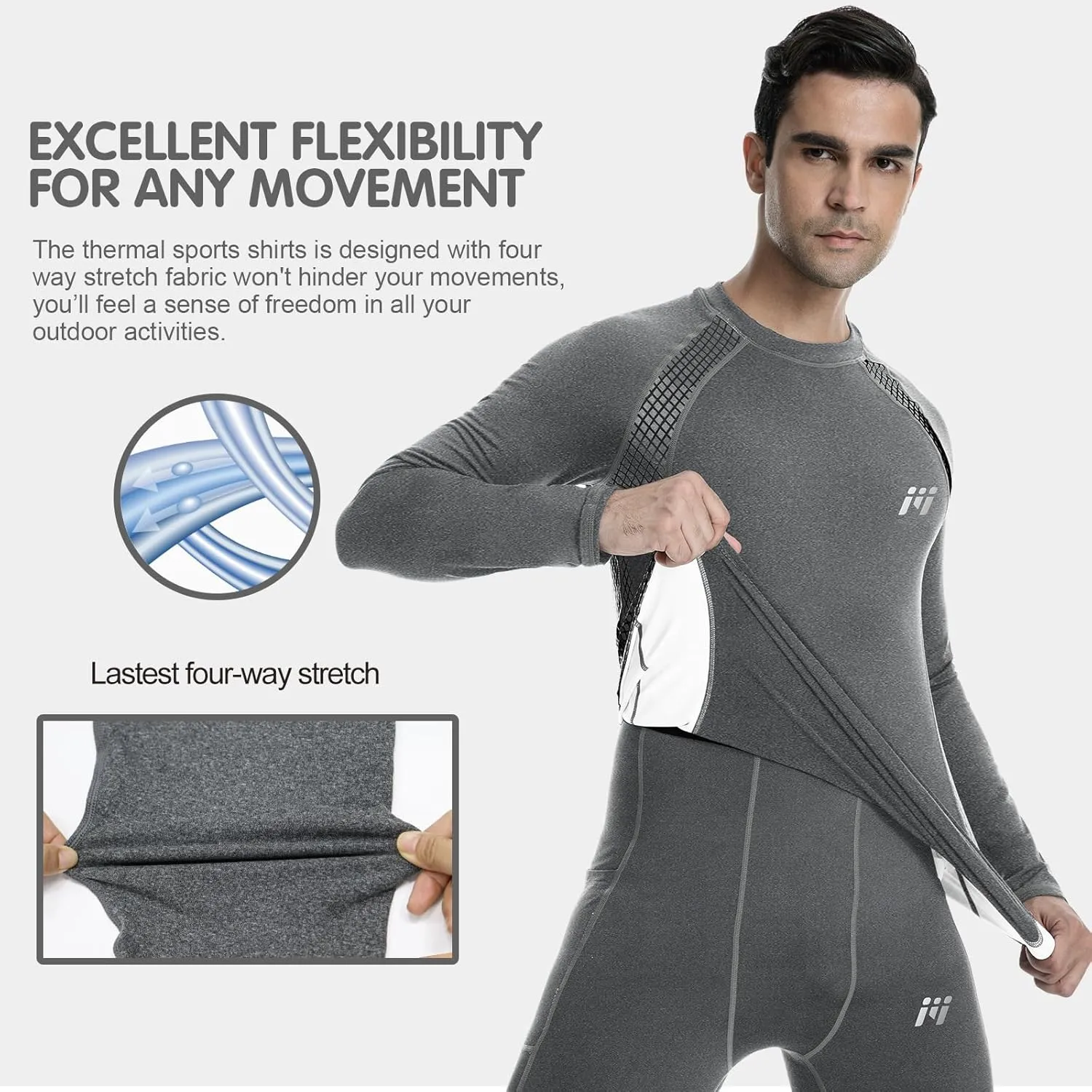 MEETWEE Thermal Shirts for Men, Mens Thermal Long Sleeve Shirt, Thermal Tops Men, Fleece Lined Undershirt Base Layer