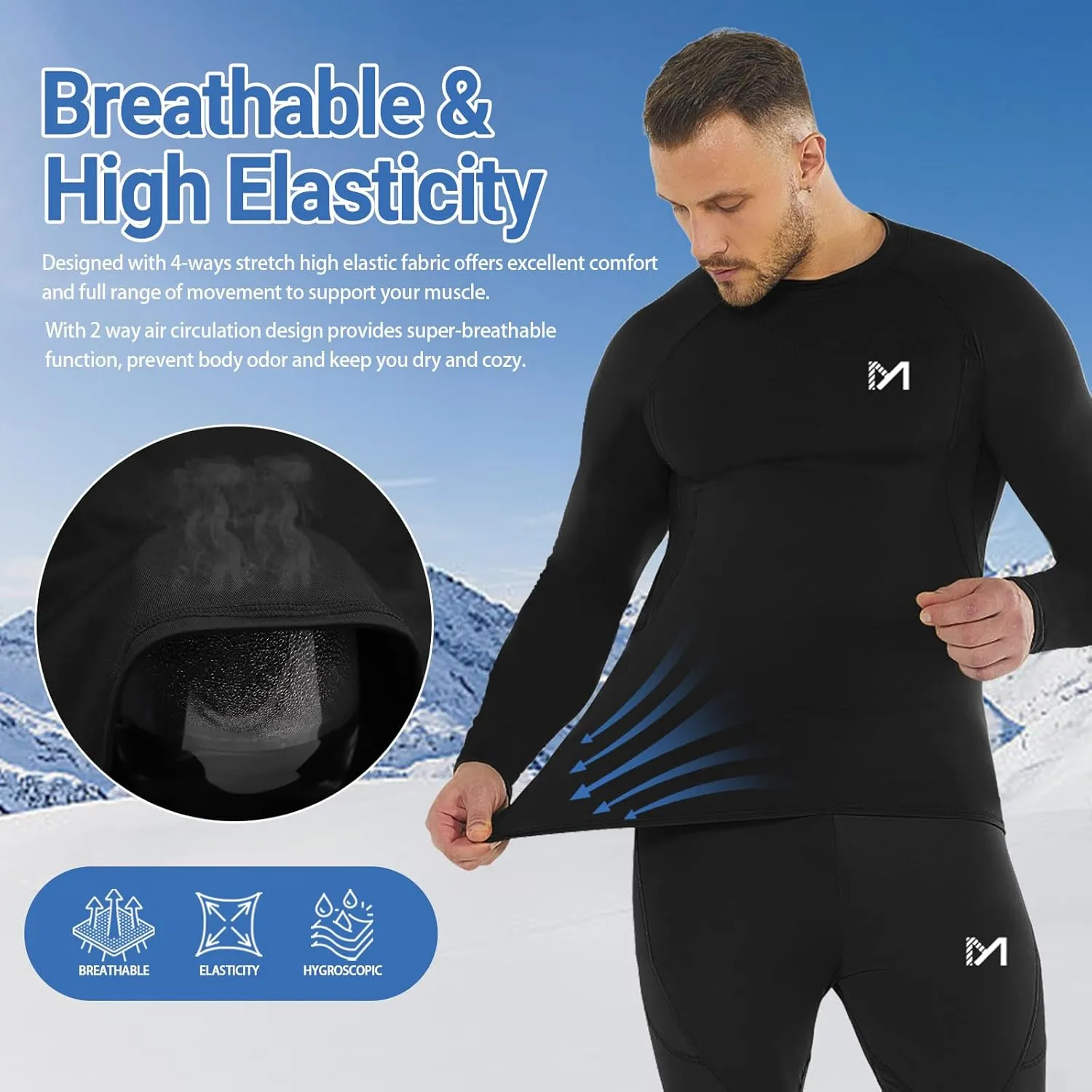 MEETWEE Thermal Shirts for Men, Mens Thermal Long Sleeve Shirt, Thermal Tops Men, Fleece Lined Undershirt Base Layer