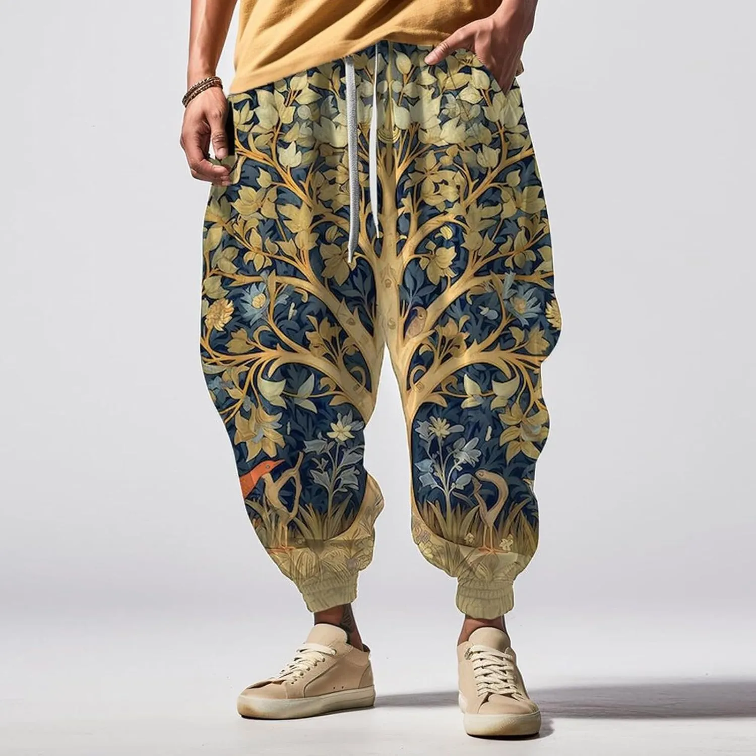 Mens Casual Harem Pants Men's Autumn Fun Print Fashion Street Feel Casual Sweatpants Hiking Outdoor Twill Track