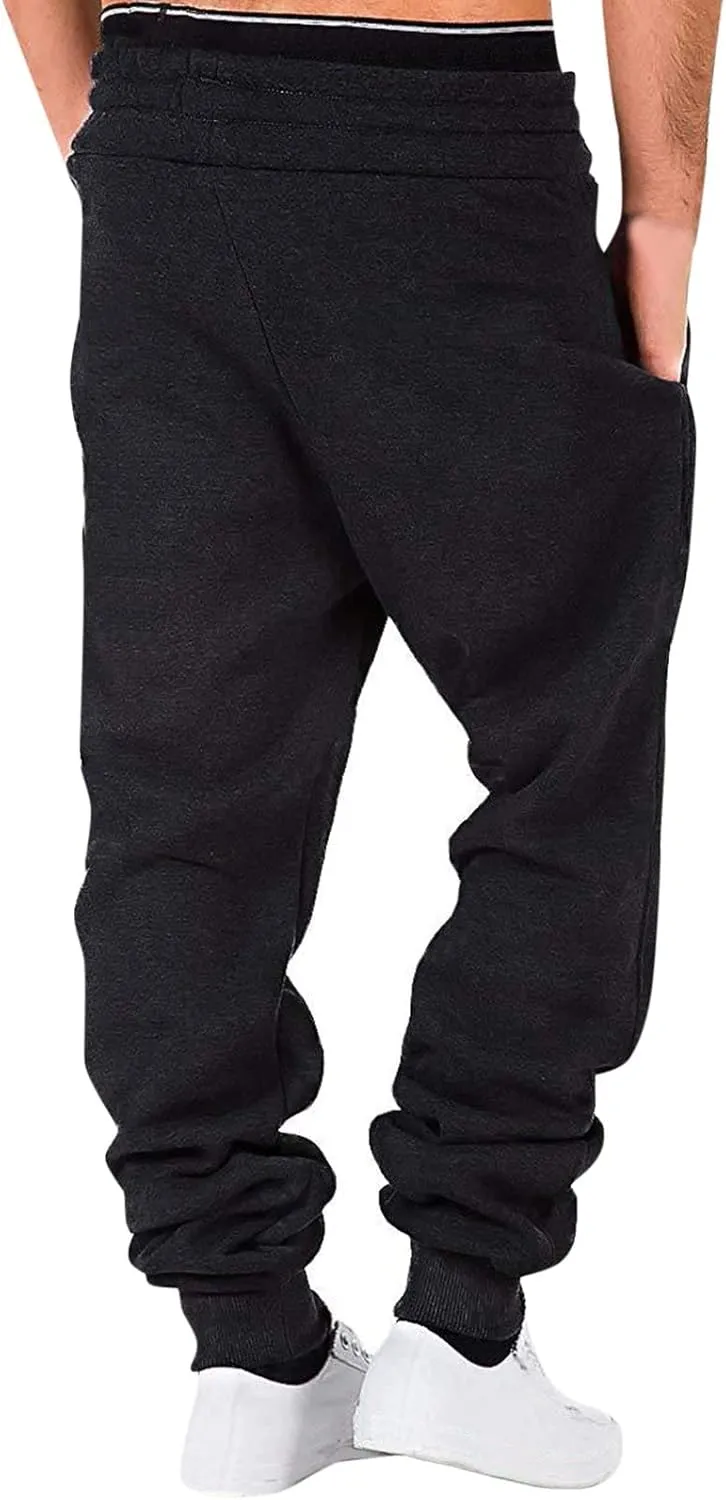 Mens Sweatpants with Pockets Sweatpants for Men Cargo Pants Fleece Joggers Elastic Waist Baggy Drawstring Trousers