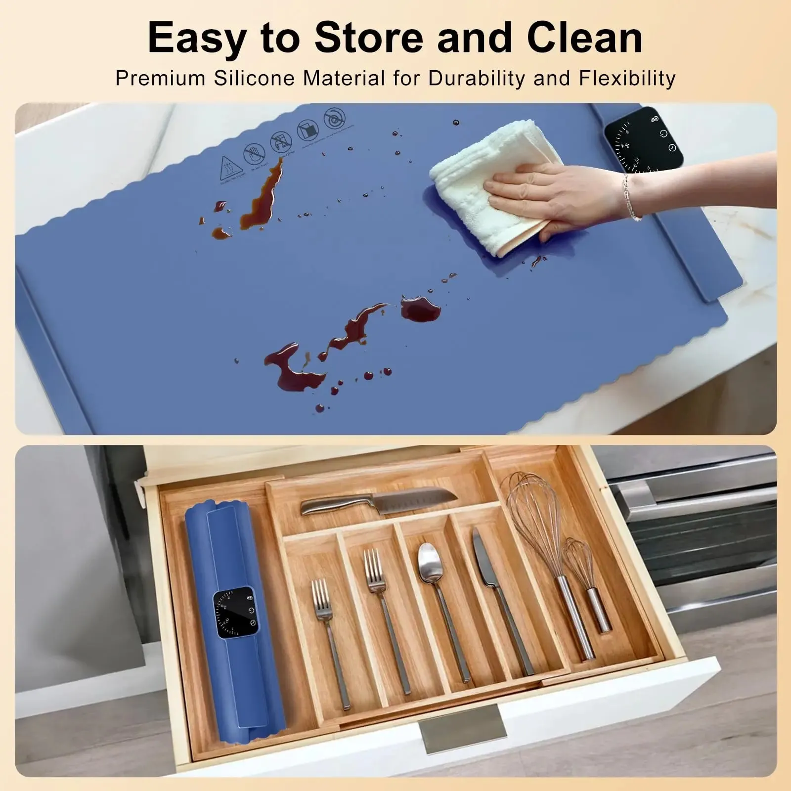 Portable Food Warming Mat with Auto-Off Timer and 5 Temperature Settings Quick Heating Pad for Cookware Parts