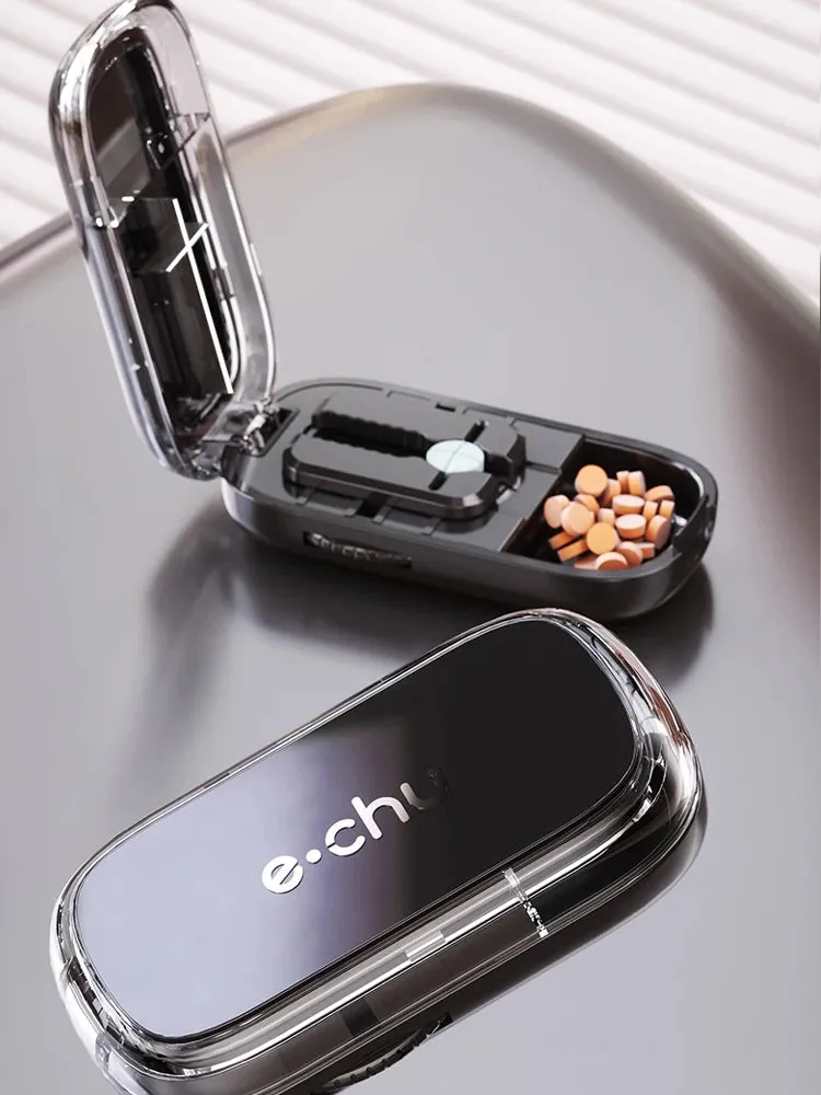 Portable Quartering Pill Cutter Storage Box Drug Tablet Medicine Dustproof Divider Organizer for Short Term Use