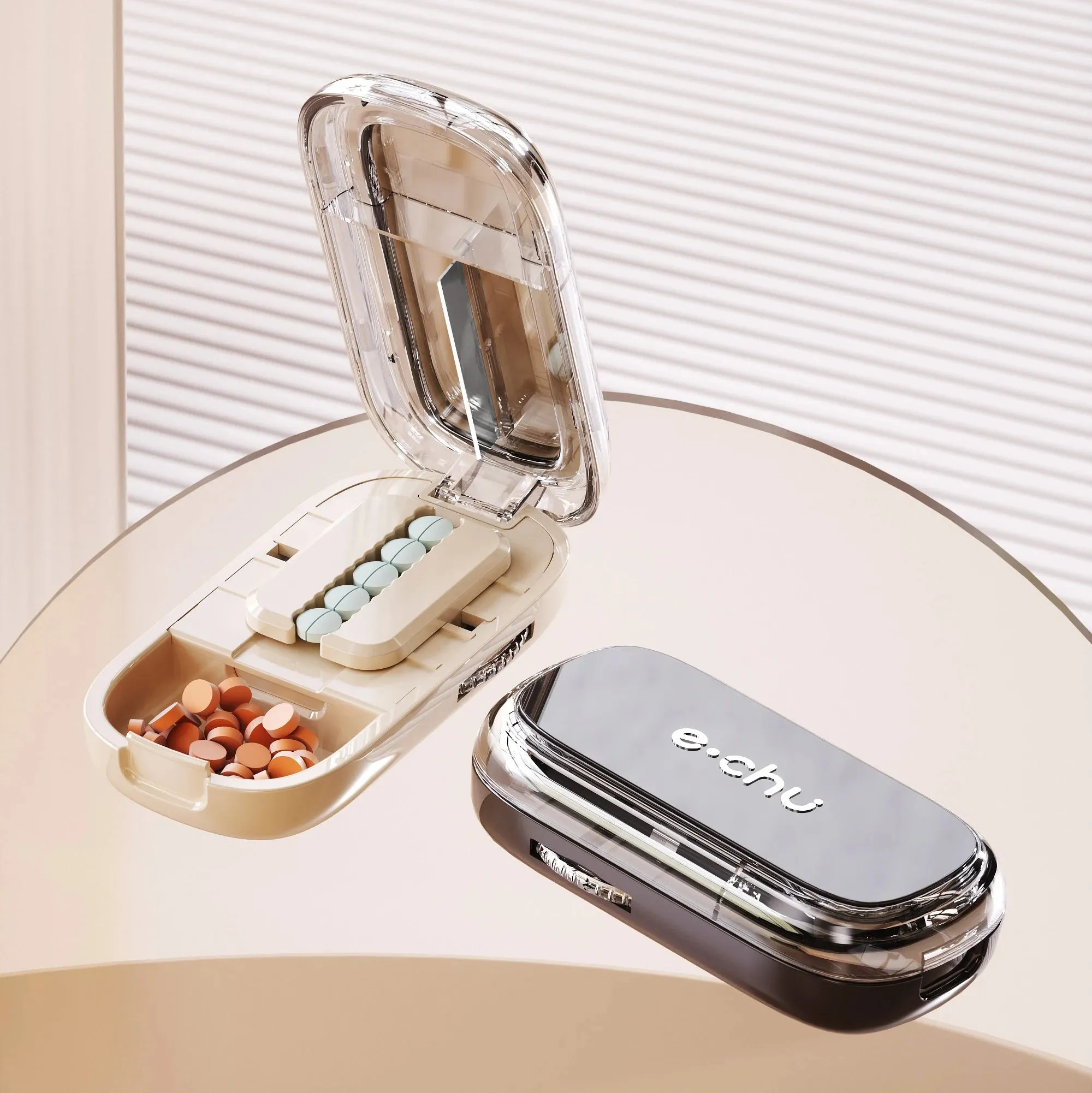Portable Quartering Pill Cutter Storage Box Drug Tablet Medicine Dustproof Divider Organizer for Short Term Use