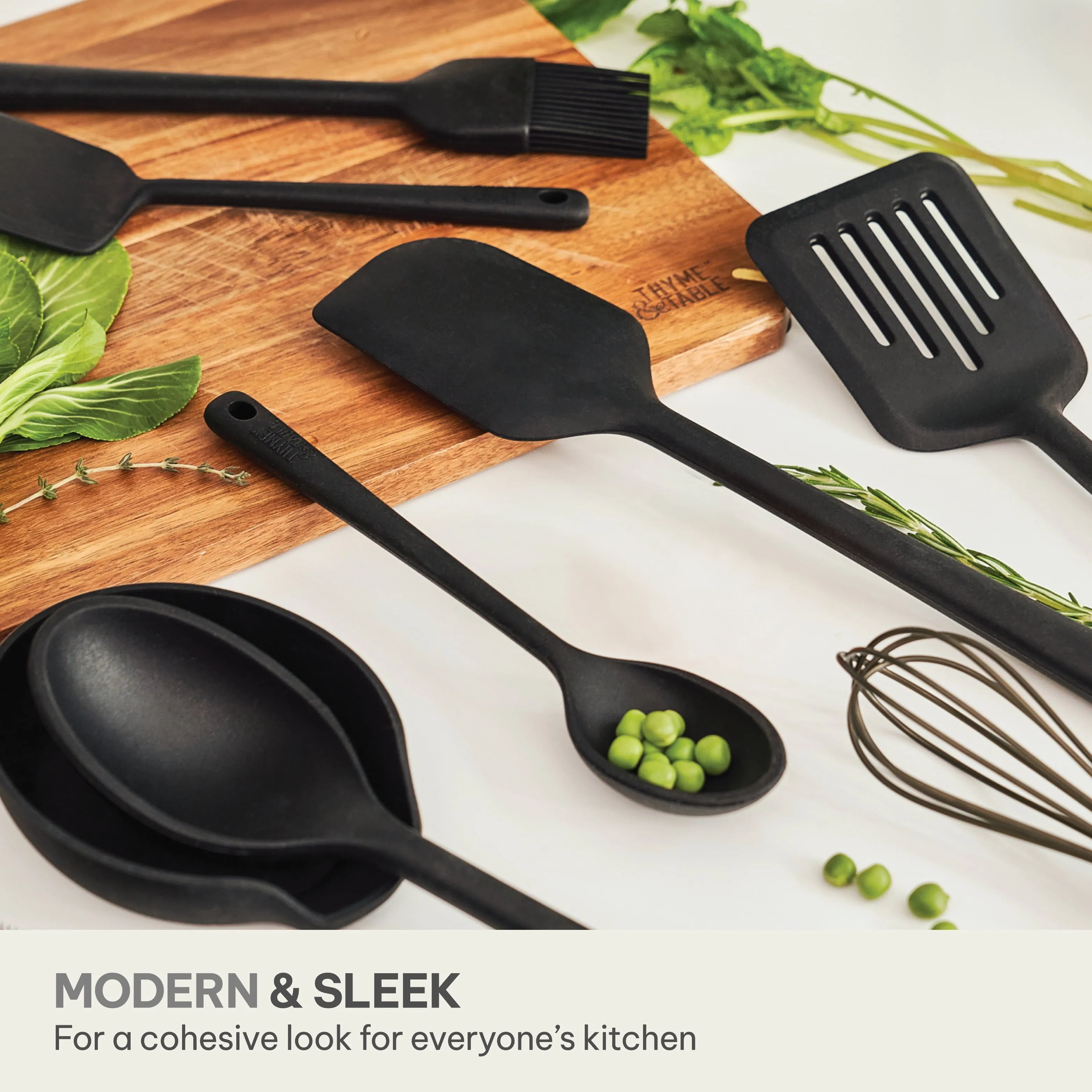Thyme & Table 12- Piece Silicone Cooking Utensil Set, Black