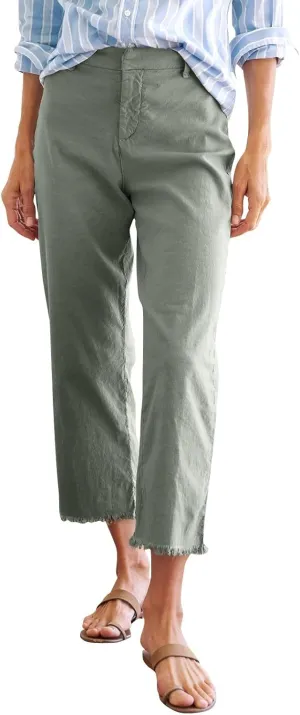 Women Linen Pants Tall Button Petite Short Cargo Capri Pants for Women Stretch Loose Summer Womens Capris Cotton